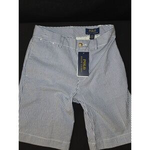 Polo Ralph Lauren Boys Striped Shorts Flesh Pony Size 10 Blue White Kids Apparel